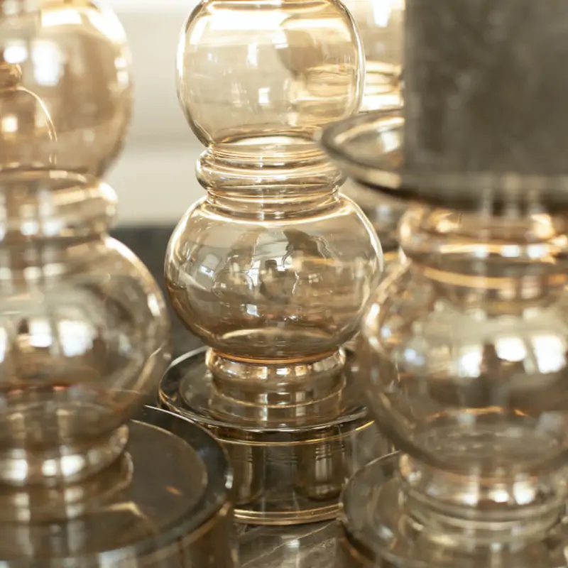 Glazen kandelaar Oyster 3 bollen - Afbeelding 3