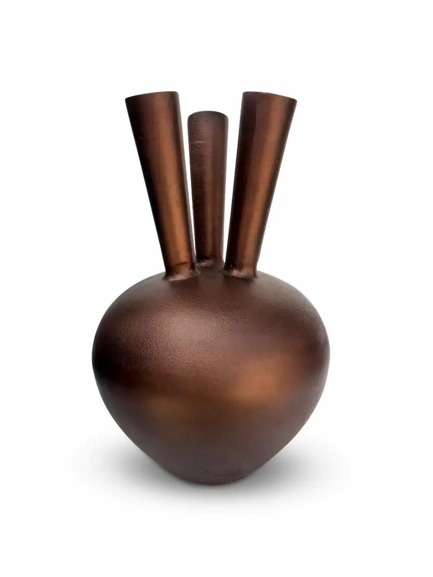 Toetervaas 3 Mouth Ovale Vase Brown/Copper