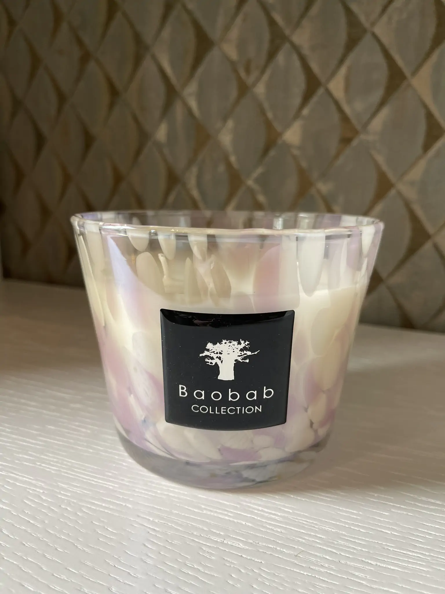 Baobab kaars pearls white