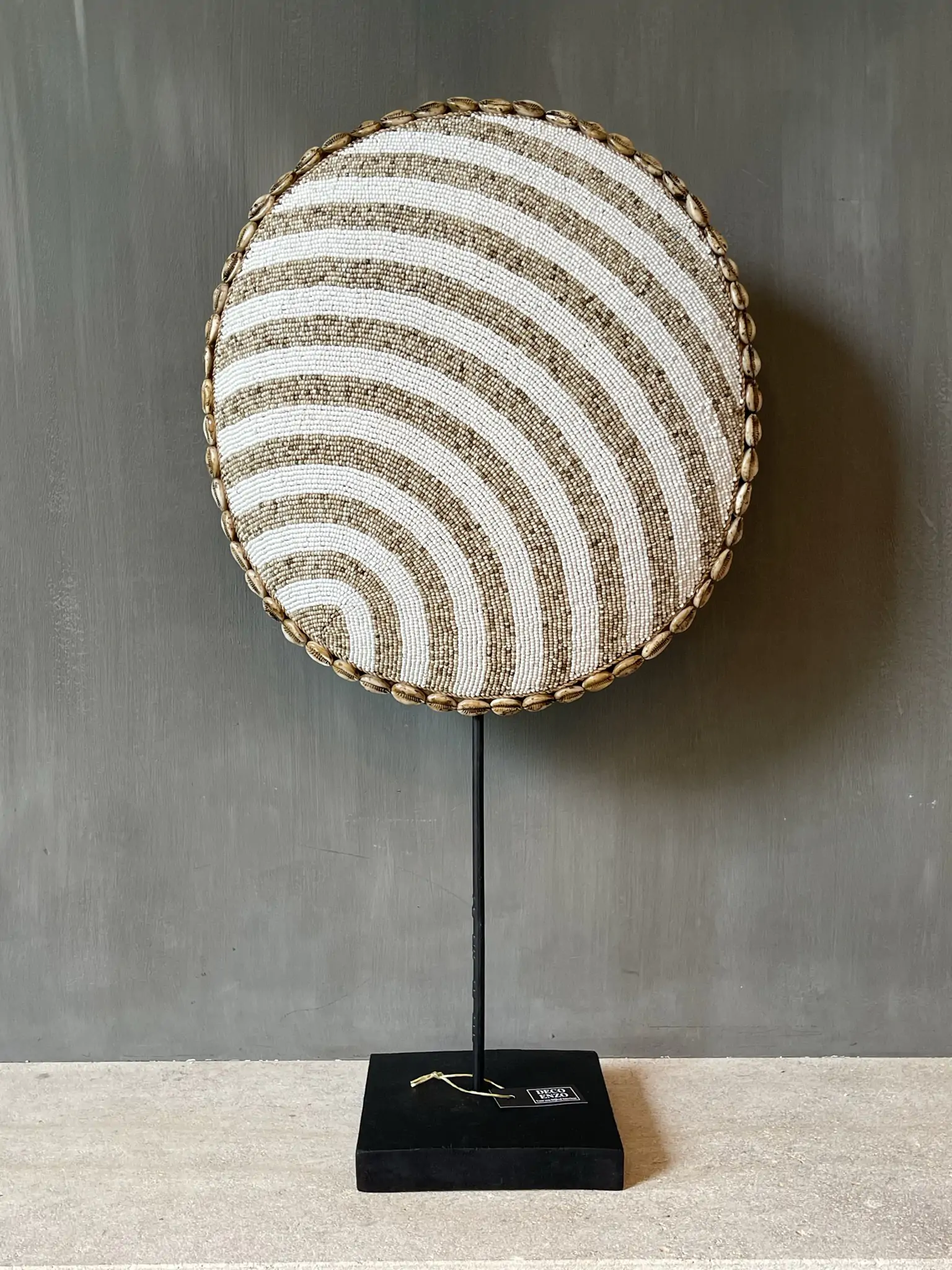 Ornament Stripe white/beige beads