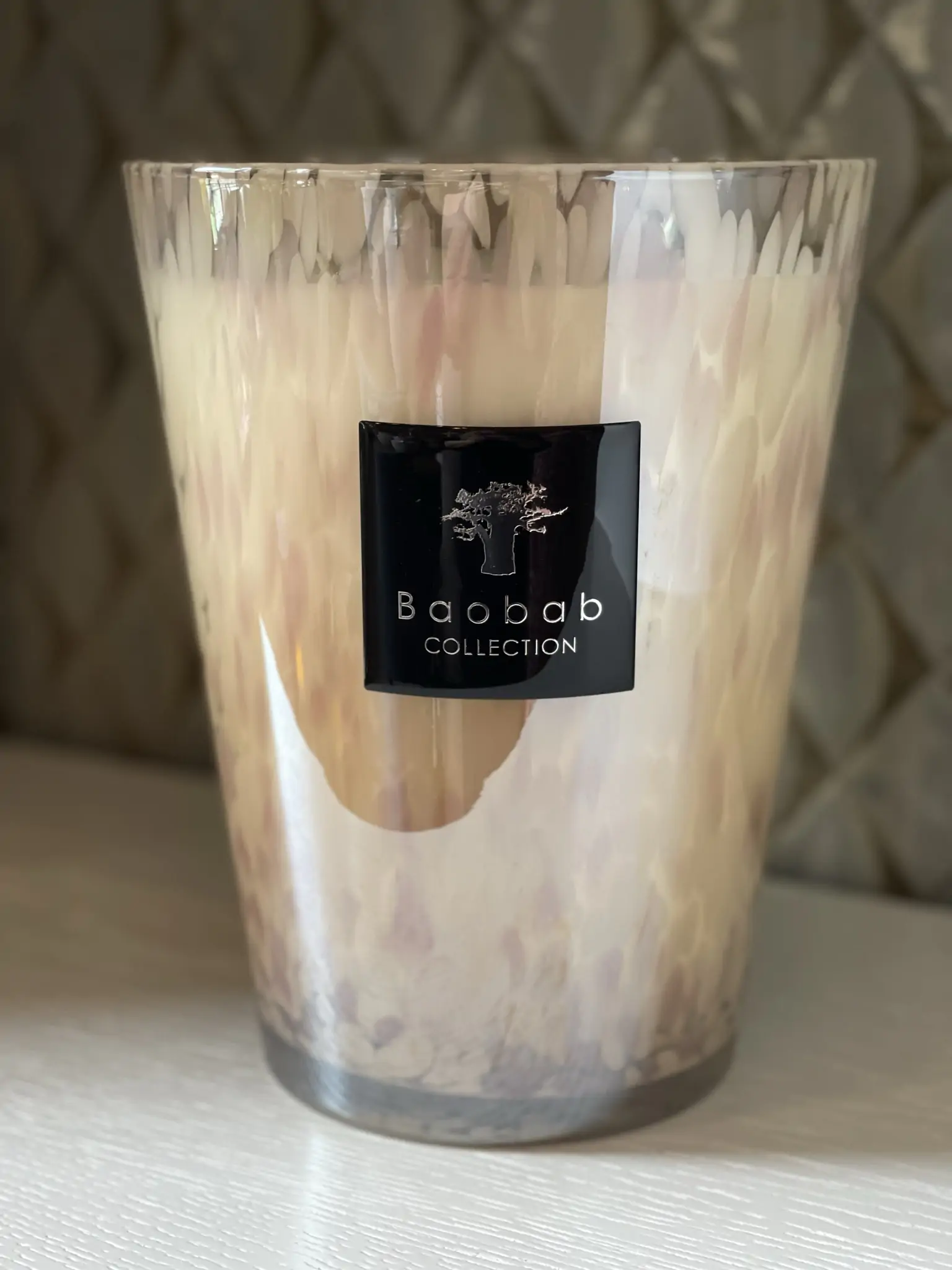 Baobab kaars pearls white